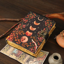 Load image into Gallery viewer, Vintage Leather Journal Notebook Diary with Moon Print