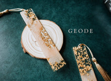 Load image into Gallery viewer, Peach Moon Phases & Geode Resin Bookmark: Geode
