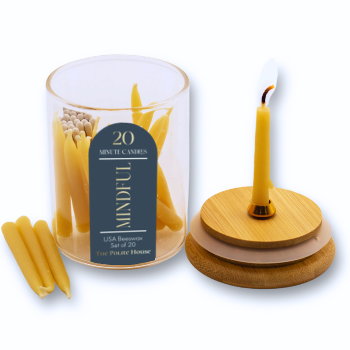 20 Minute Beeswax Candle Set: Mindful (Set of 20): Glass Jar