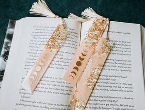 Peach Moon Phases & Geode Resin Bookmark: Geode