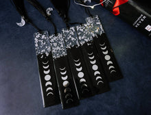 Load image into Gallery viewer, Black &amp; Silver Moon Phases Bookmark | Halloween Bookmark