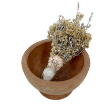 Load image into Gallery viewer, 6&quot; Ivory Daisy Floral Smudge Wand with Quartz Crystal - BESPELL &amp; CO.