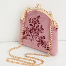 Load image into Gallery viewer, Victoriana Embroidered Bag Rose Pink Velvet