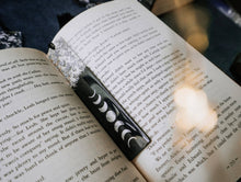 Load image into Gallery viewer, Black &amp; Silver Moon Phases Bookmark | Halloween Bookmark