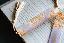 Load image into Gallery viewer, Lavender Moon Phases &amp; Geode Resin Bookmark: Moon Phases