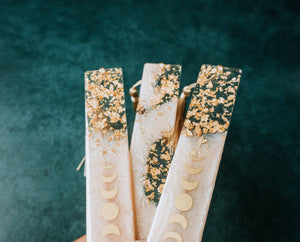 Peach Moon Phases & Geode Resin Bookmark: Geode