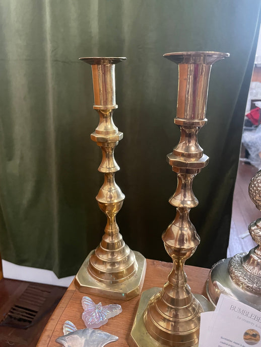 Antique Brass Candle sticks (pair) - BESPELL & CO.