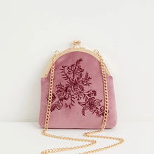 Load image into Gallery viewer, Victoriana Embroidered Bag Rose Pink Velvet