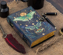 Load image into Gallery viewer, Vintage Leather Journal Notebook with Moth Print