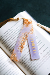 Lavender Moon Phases & Geode Resin Bookmark: Moon Phases