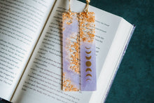 Load image into Gallery viewer, Lavender Moon Phases &amp; Geode Resin Bookmark: Moon Phases