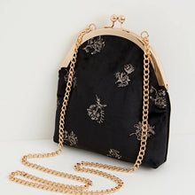 Load image into Gallery viewer, Victoriana Embroidered Bag Black Velvet