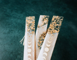 Peach Moon Phases & Geode Resin Bookmark: Geode