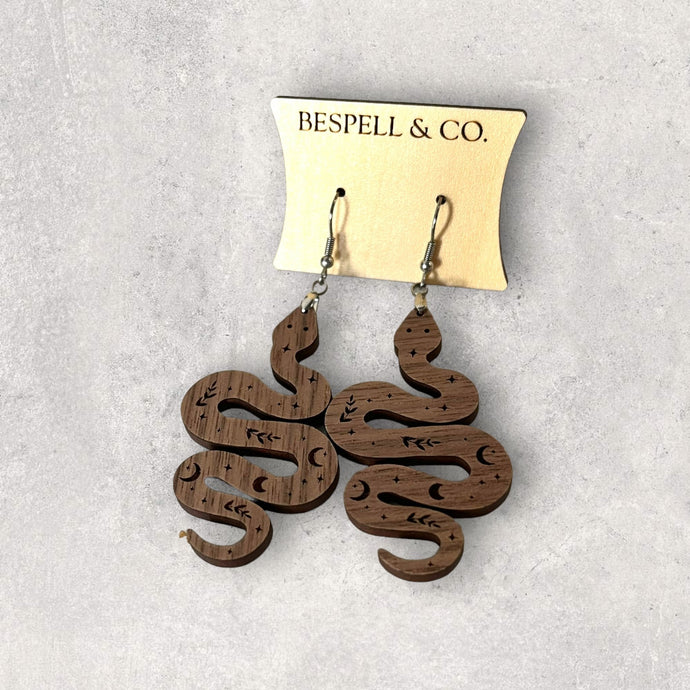 Engraved Snake Earrings - BESPELL & CO.