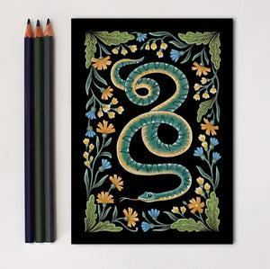 Snake Art Print Folk Decor