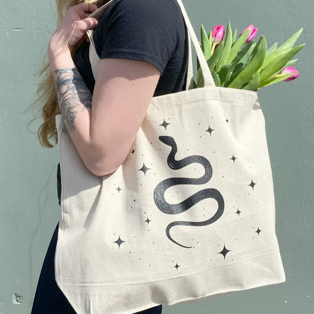 Snake Canvas Tote Bag