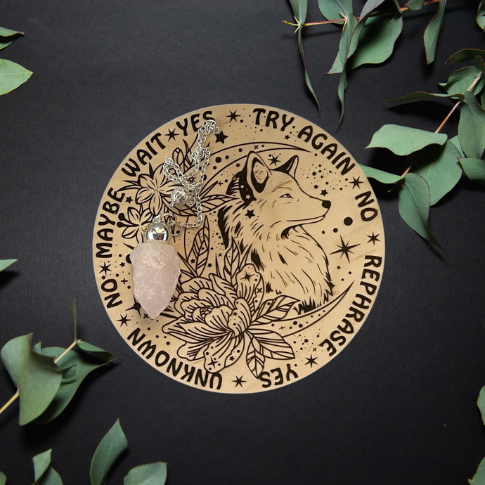 Floral Fox Pendulum Board with Pendulum - divination