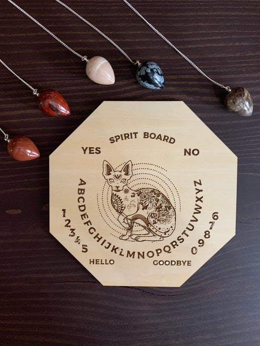 Wood Mystic Cat Pendulum Spirit Board - Accessories